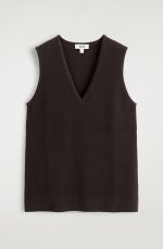Wool V-Neck Vest Brown - Image 4