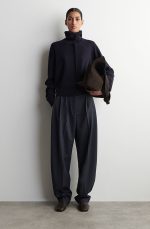 Wool Pleated Trousers Navy