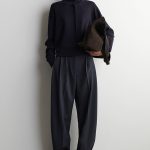 Wool Pleated Trousers Navy