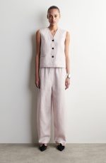 Linen Barrel Trousers Pink