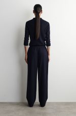 Wool Barrel Trousers Navy - Image 2