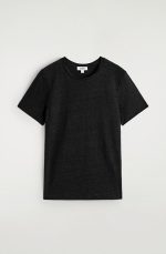 Linen Round-Neck T-Shirt Black - Image 4