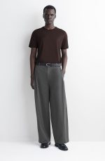 Cotton Wide-Leg Trousers Gray