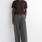 Cotton Wide-Leg Trousers Gray