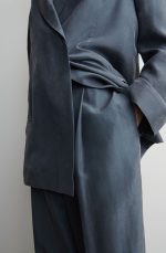 Silk Straight Trousers Blue - Image 3