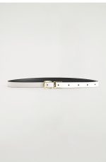 Gold Buckle Reversible Narrow Cow Leather Belt - Image 4