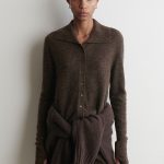 Wool Collared Cardigan Brown