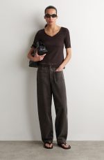 V-Neck T-Shirt Brown - Image 2