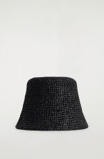 Sculptural Straw Fisherman's Hat Black