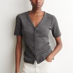 Knitted Short-Sleeve Cardigan Black