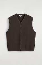 Knitted V-Neck Vest Brown - Image 4