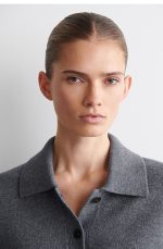 Wool Collared Cardigan Gray - Image 3