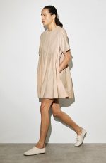 Round-Neck Dress Beige - Image 2