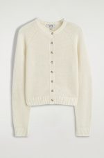 Linen Round-Neck Cardigan Cream - Image 4
