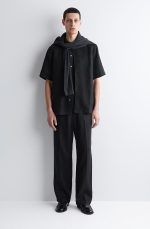 Linen Straight Trousers Black