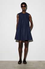 Pleated Dress Navy