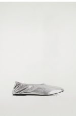 Leather Ballet Flats In Silver - Image 4