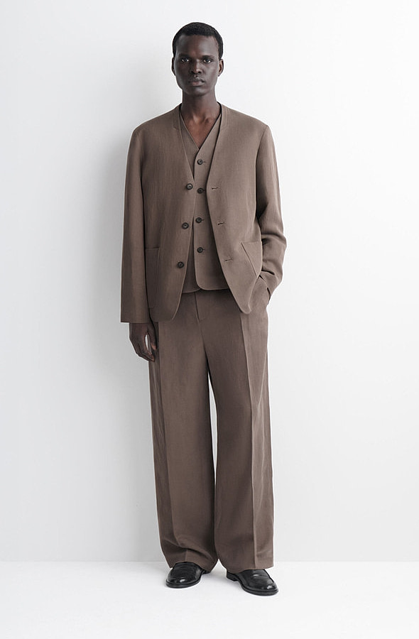 O1CN01AxISbj1u7vxSwVRQI_!!4611686018427380567-0-item_pic Linen Wide-Leg Pants Brown - Image 1