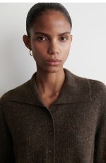 Wool Collared Cardigan Brown - Image 3