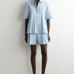Cotton Pleated Shorts Blue
