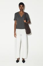 Knitted Short-Sleeve Cardigan Black - Image 2