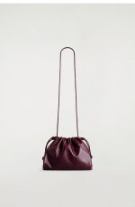 Drawstring Leather Soft Bucket Bag Burgundy