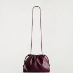 Drawstring Leather Soft Bucket Bag Burgundy