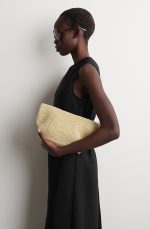 Straw Woven Foldable Clutch Bag Beige - Image 3