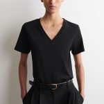 Cotton V-Neck T-Shirt Black