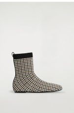 Plaid Knitted Sock Boots In Camel Color - Image 3