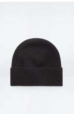 Neutral And With Cashmere Knitted Folded Cap Black - Image 2