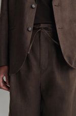 Linen Drawstring Shorts Brown - Image 3