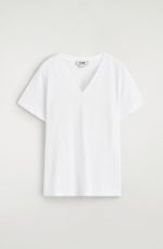 Cotton V-Neck T-Shirt White - Image 4