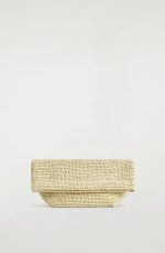 Straw Woven Foldable Clutch Bag Beige