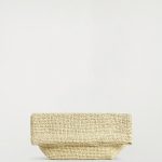 Straw Woven Foldable Clutch Bag Beige
