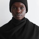 Neutral And With Cashmere Knitted Folded Cap Black