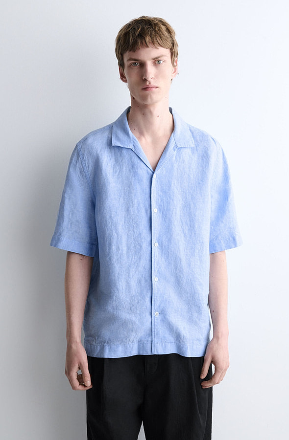 O1CN01L7NwUX1u7vxSuuxsO_!!4611686018427380567-0-item_pic Linen Short-Sleeve Shirt Blue - Image 1