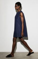 Pleated Dress Navy - Image 2