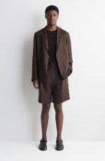 Linen Drawstring Shorts Brown
