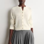 Linen Round-Neck Cardigan Cream