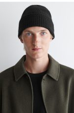 Neutral And With Cashmere Knitted Folded Cap Black - Image 3