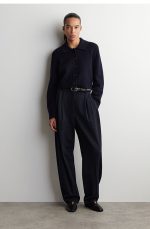 Wool Collared Cardigan Navy - Image 2