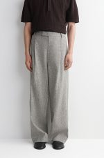 Linen Wide-Leg Trousers Gray - Image 2