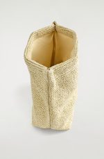 Straw Woven Foldable Clutch Bag Beige - Image 4