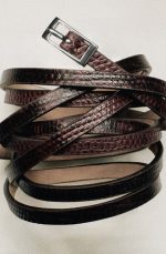 Double Loop Cow Leather Belt Dark Brown - Image 2