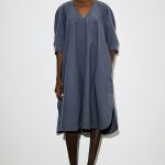 Cotton V-Neck Dress Blue