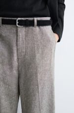 Linen Straight Trousers Gray - Image 3
