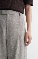 Linen Wide-Leg Trousers Gray - Image 3