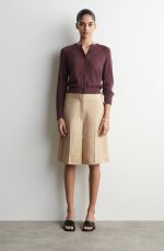 Linen Round-Neck Cardigan Burgundy - Image 2