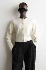 Cotton Slim Cardigan White